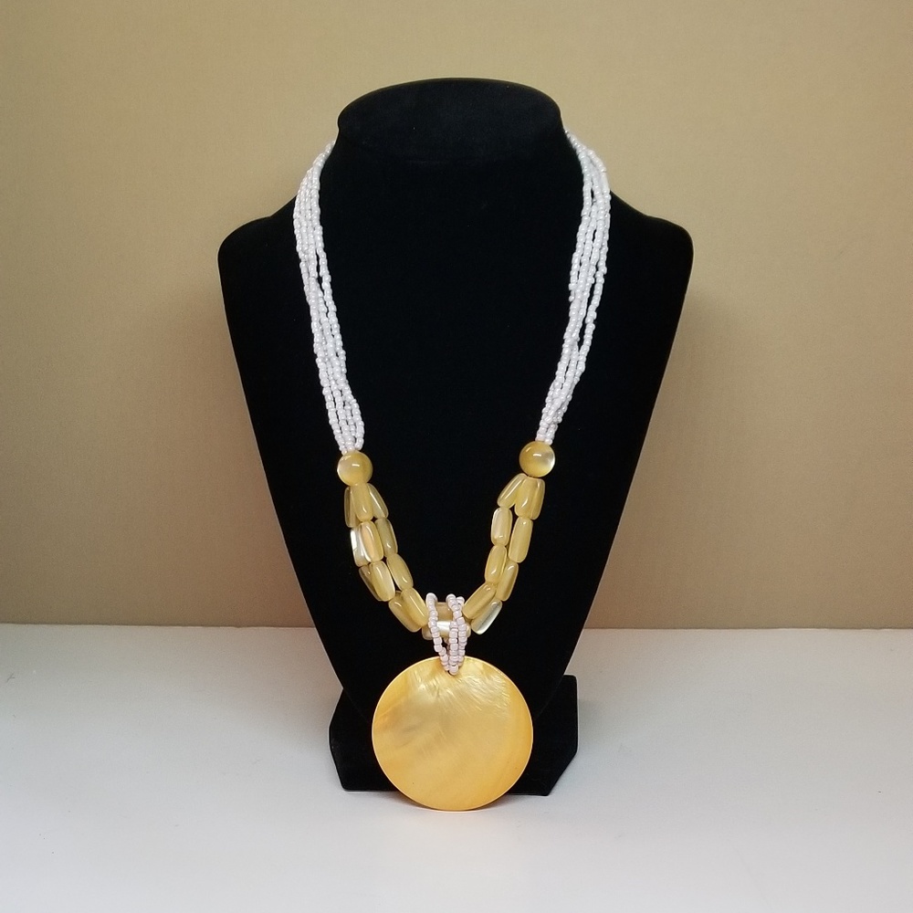 Yellow Moon Stone Style Pendent Boho Necklace